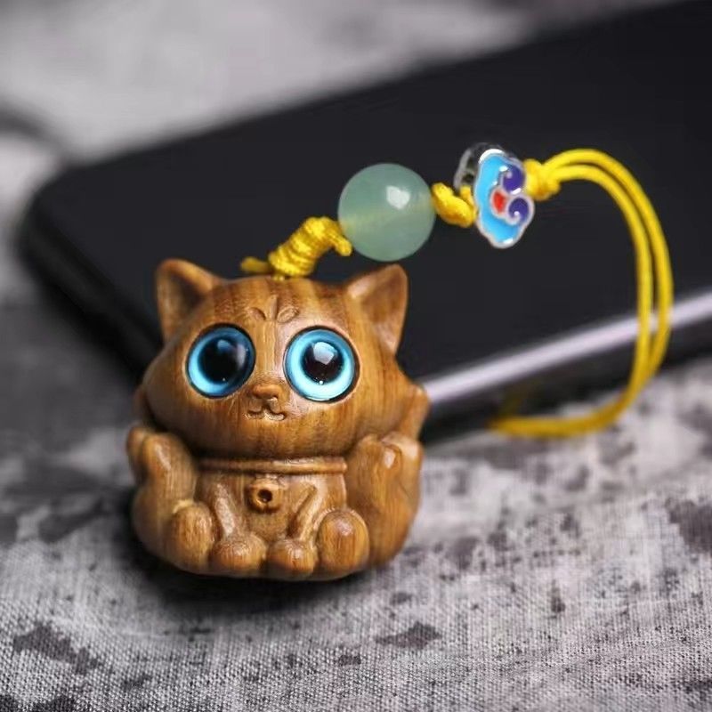Sandalwood Kitten Ornaments Cute Hippo Mini Wooden