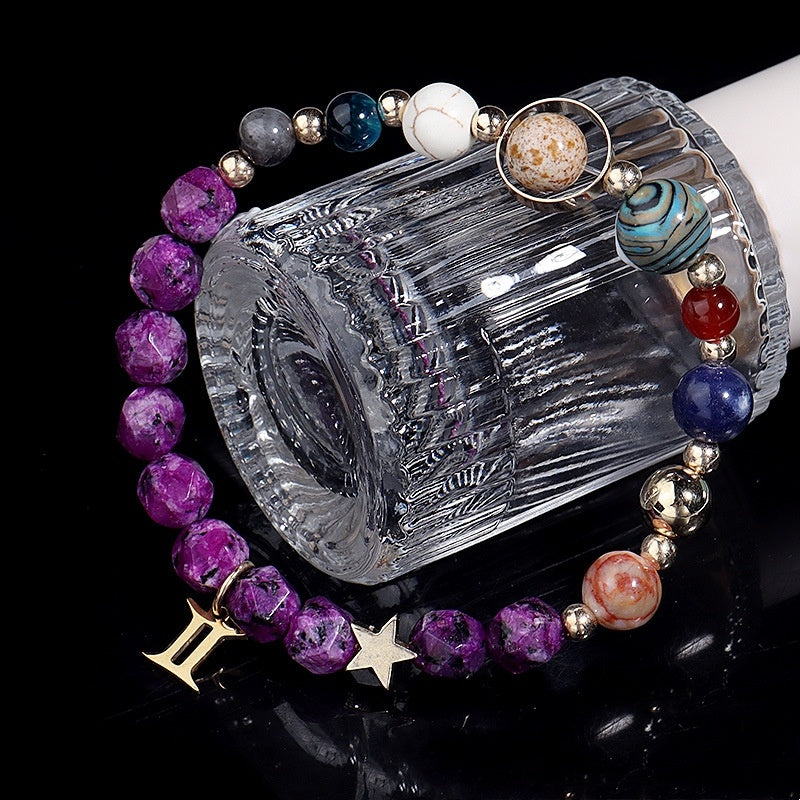 Twelve Constellations Bracelets Natural Stone Hemp Stone