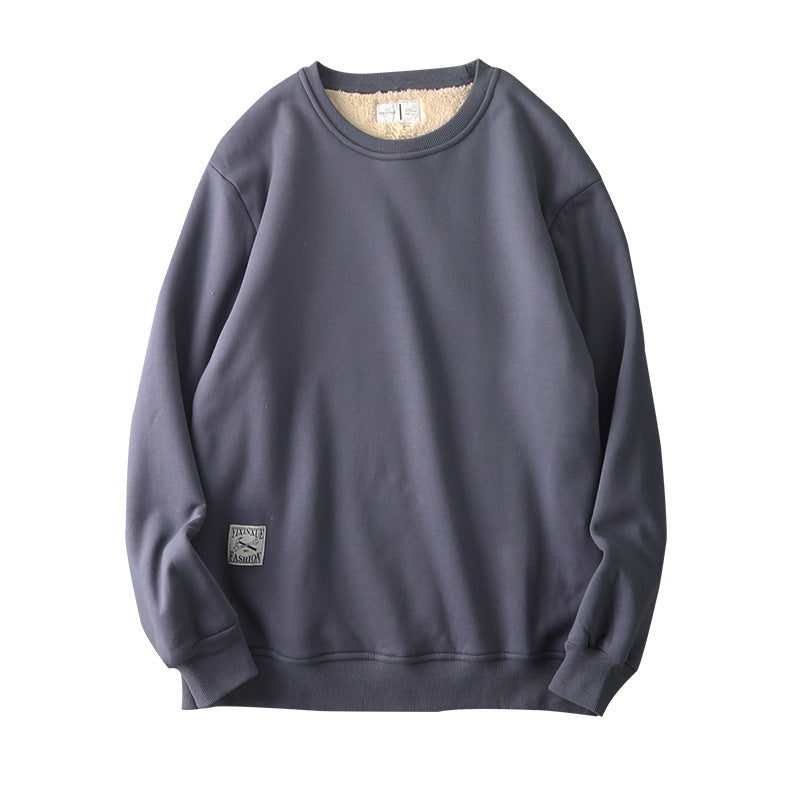 Fleece Sweatshirt Round Neck Pullover Top For