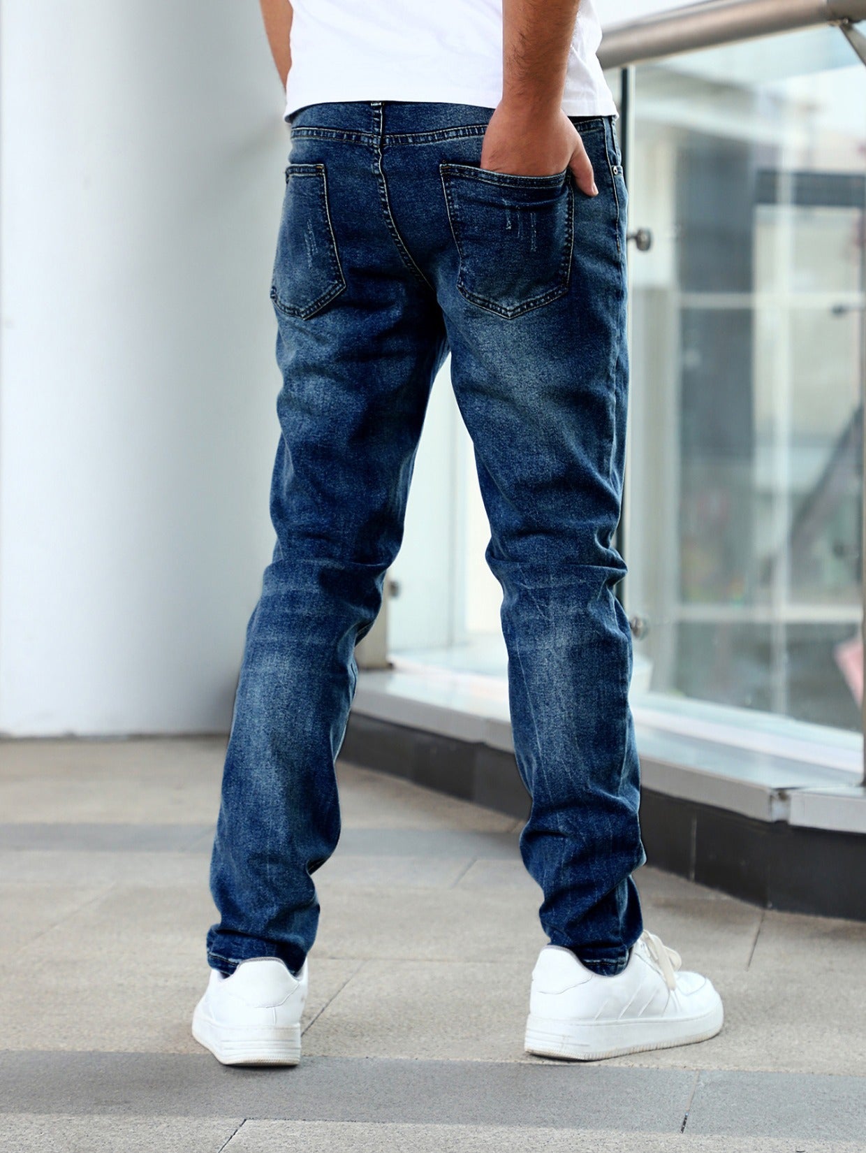 Slim Fit Stretch Men'S Youth Blue Casual