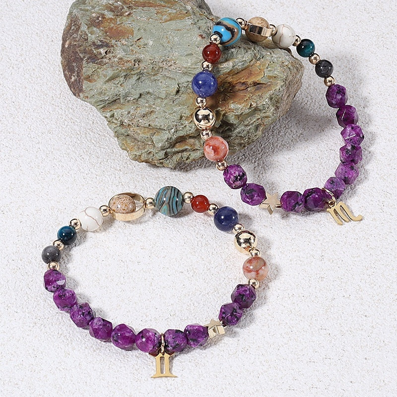 Twelve Constellations Bracelets Natural Stone Hemp Stone