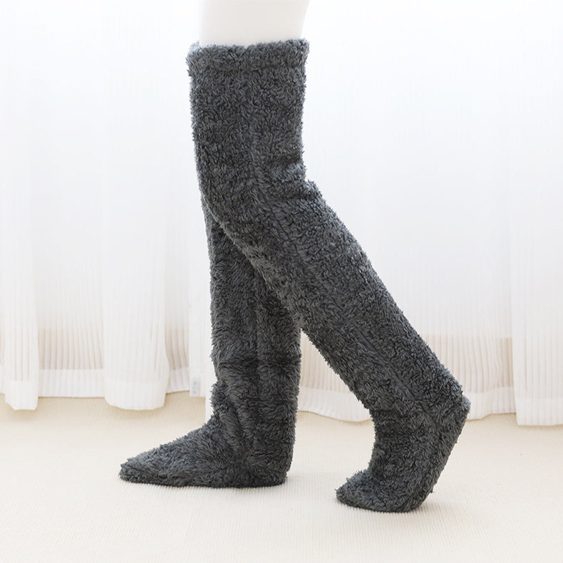 Over Knee High Fuzzy Socks Cold Leg