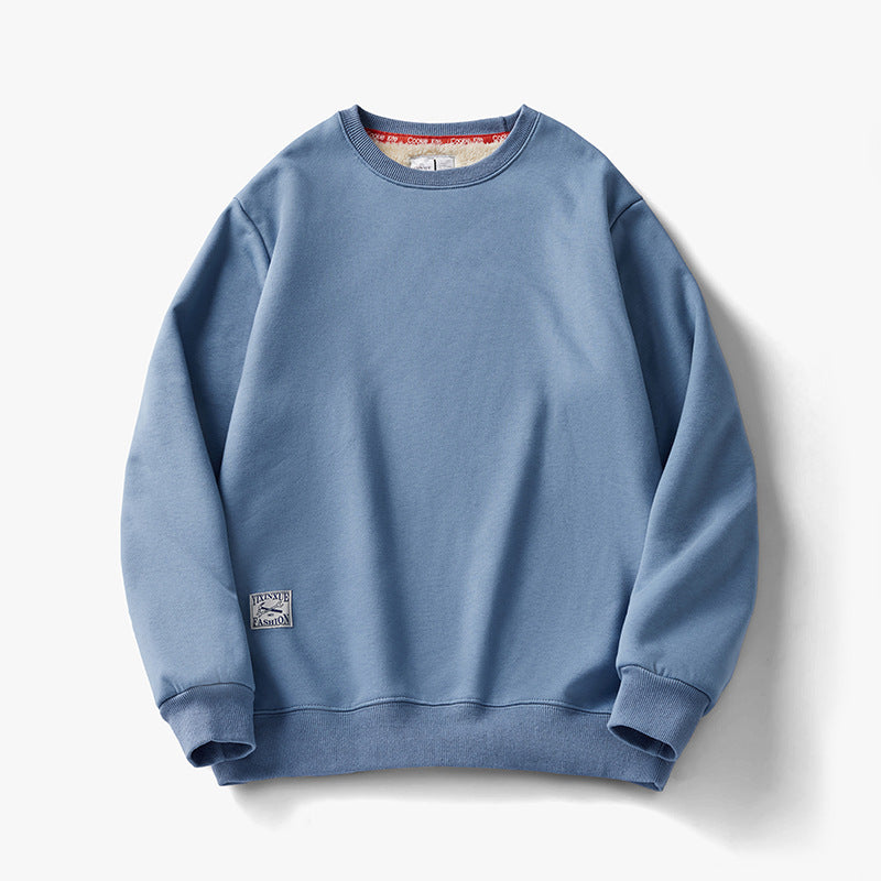 Fleece Sweatshirt Round Neck Pullover Top For