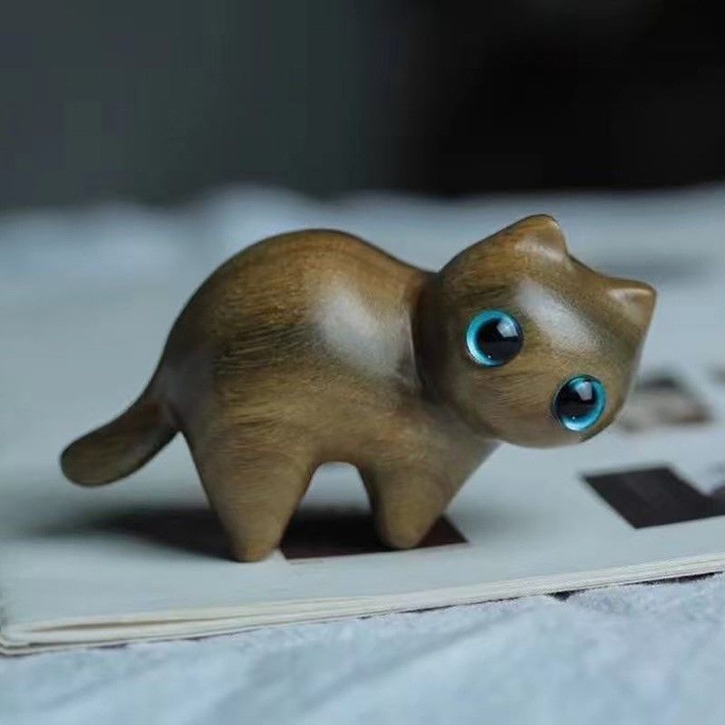 Sandalwood Kitten Ornaments Cute Hippo Mini Wooden