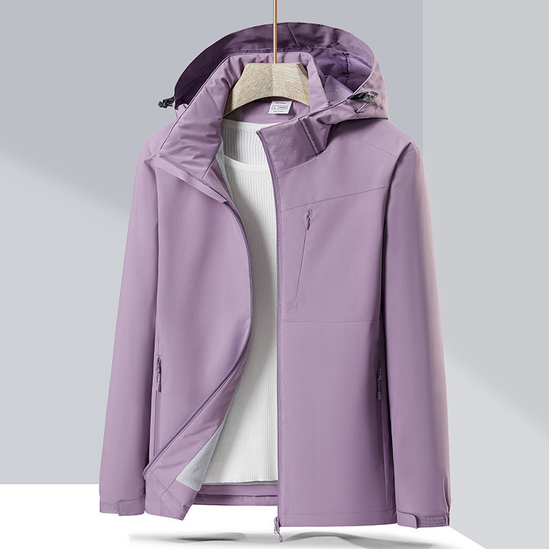 Couple Single-Layer Jacket Windproof Sports Fleece-Lined Padded