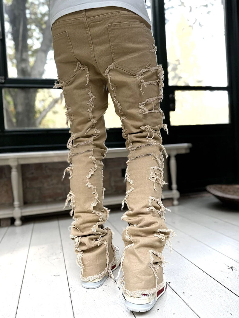 メンズ トラウザーズ パッチワークパンツ タイトフィット
