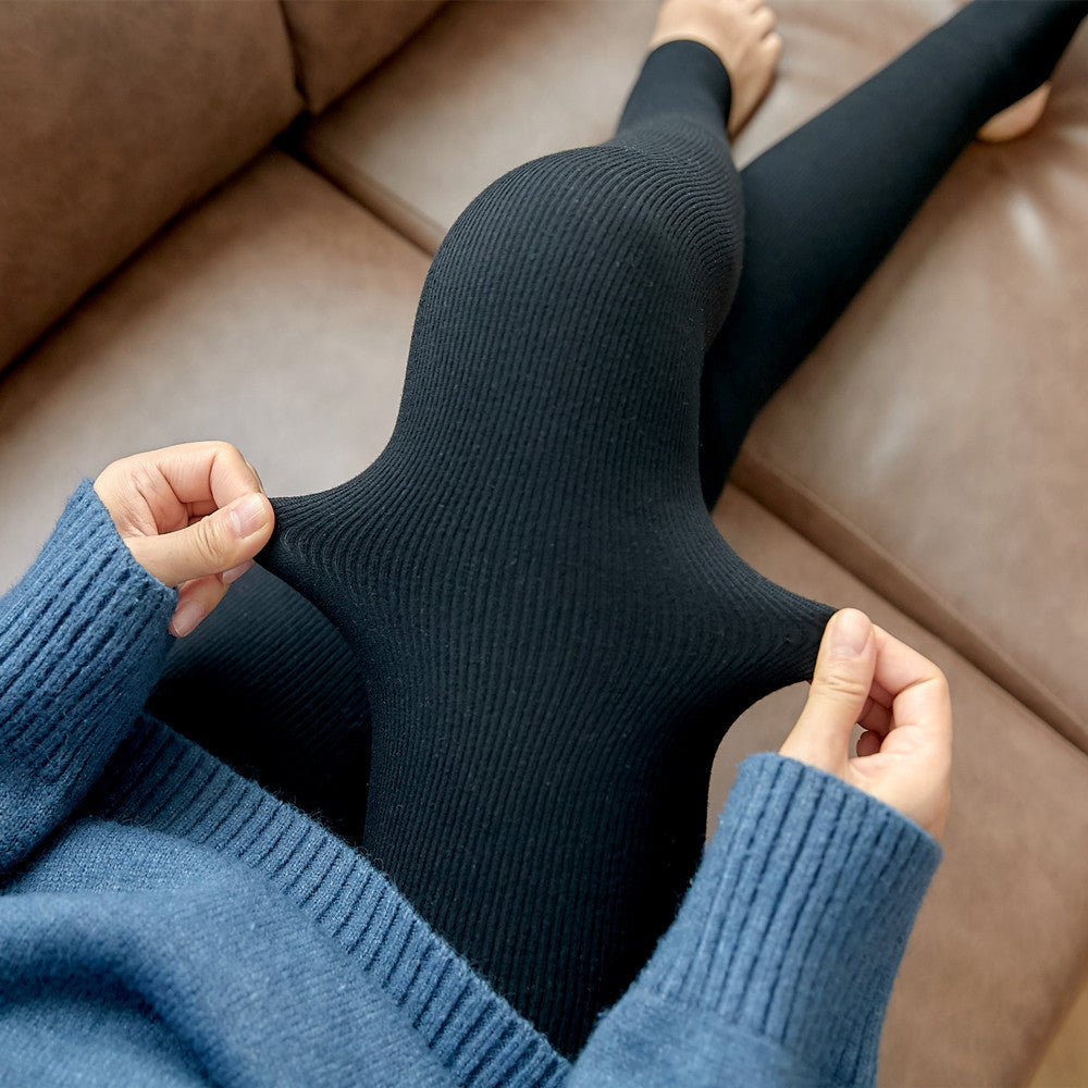 High Waist Stripes Leggings Thick High Stretch