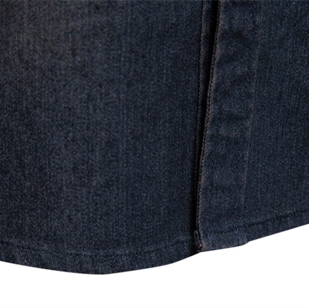 Men'S Long-Sleeved Denim Shirt Casual Solid Button