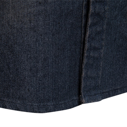 Men'S Long-Sleeved Denim Shirt Casual Solid Button