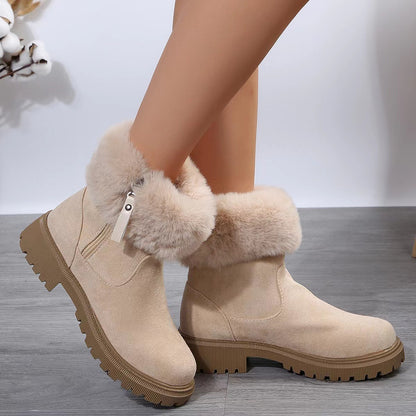 Warm Plush Boots Side-Zipper Snow Boot For