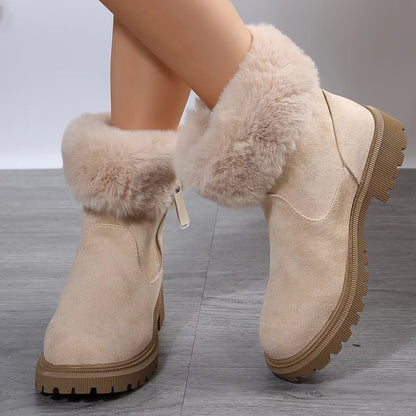 Warm Plush Boots Side-Zipper Snow Boot For