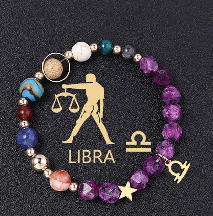 Twelve Constellations Bracelets Natural Stone Hemp Stone