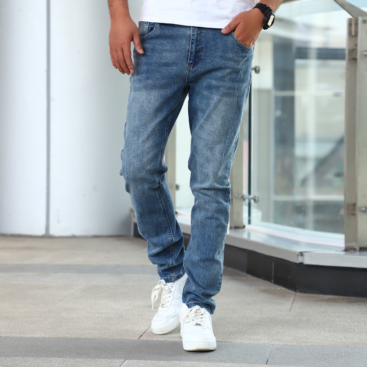 Men'S Jeans Gray Trousers Stretch Skinny