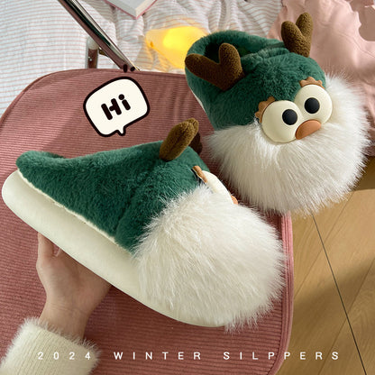 Cute Cartoon Christmas Deer Cotton Shoes Indoor