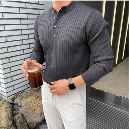 Henry Collar Sweater Long Sleeve Men'S Sweater