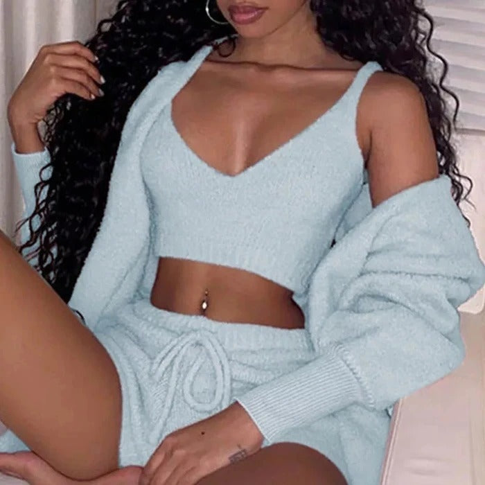 3Pcs Womens Clothing Long Sleeve Crop Tank