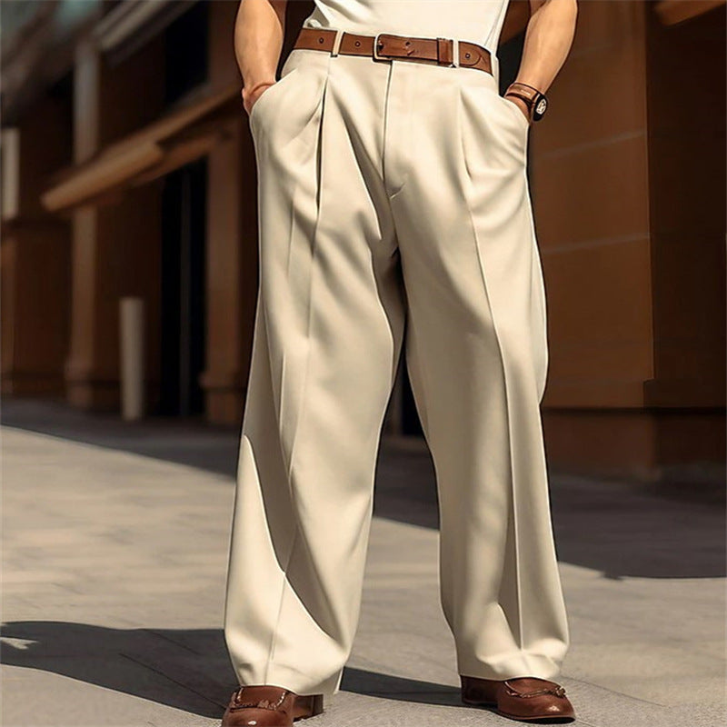 Men'S Wide Leg Leisure Front Pocket Straight