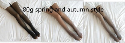 Fake Translucent Plus Size Leggings Fleece Lined