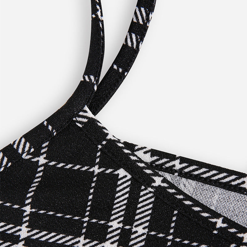 Plaid Slim Sling Dress European And American