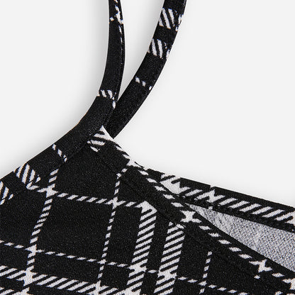 Plaid Slim Sling Dress European And American
