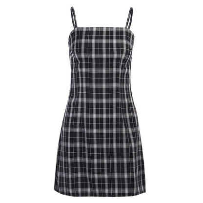 Plaid Sling Shoulder Strapless Backpack Hip Skirt