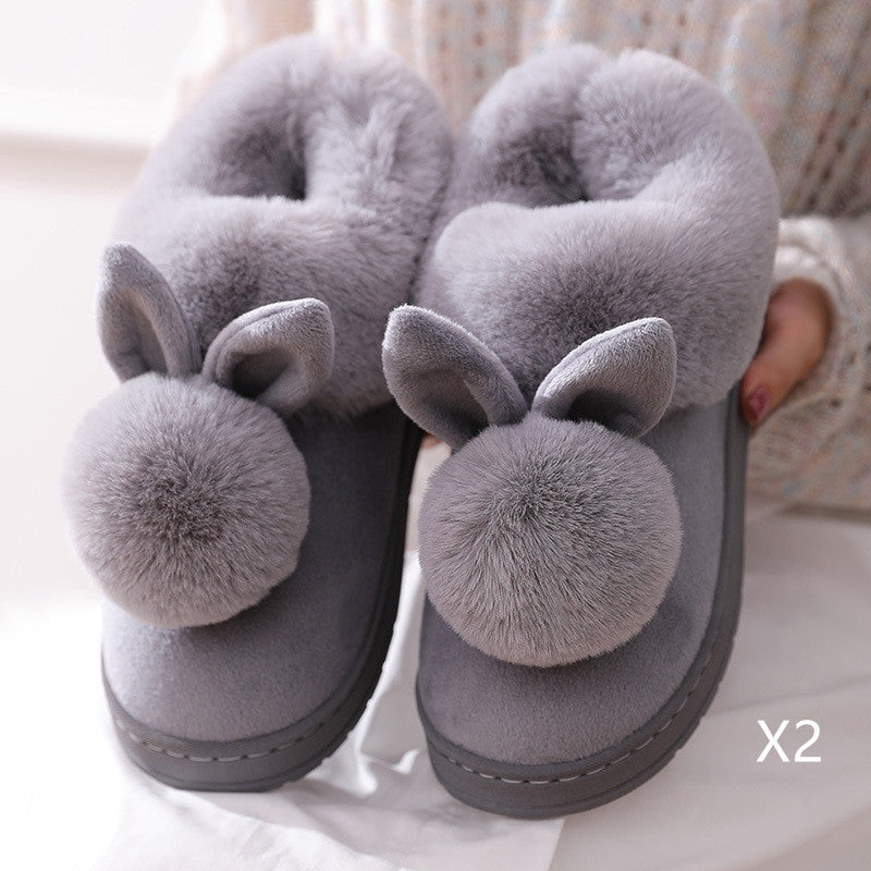 Autumn Cotton Slippers Fur Rabbit Home Warm