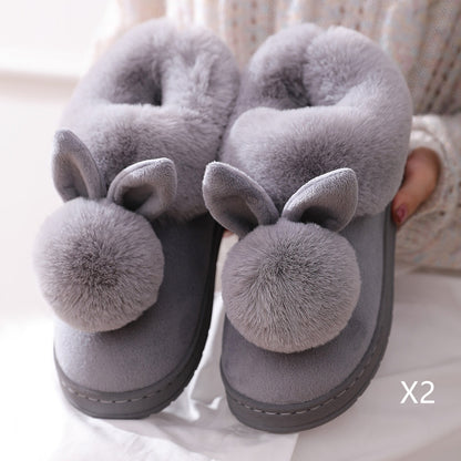 Autumn Cotton Slippers Fur Rabbit Home Warm