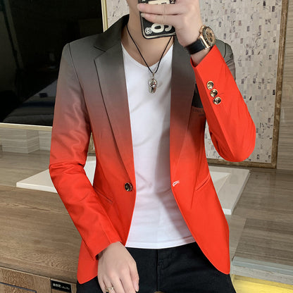 Blazer Male Gradient Suit Jacket Masculino Korean