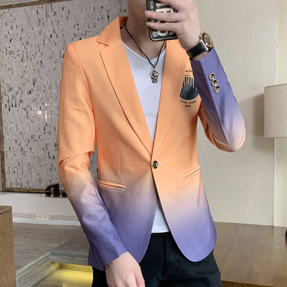 Blazer Male Gradient Suit Jacket Masculino Korean