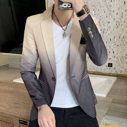 Blazer Male Gradient Suit Jacket Masculino Korean