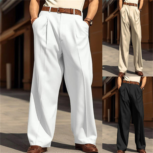 Men'S Wide Leg Leisure Front Pocket Straight