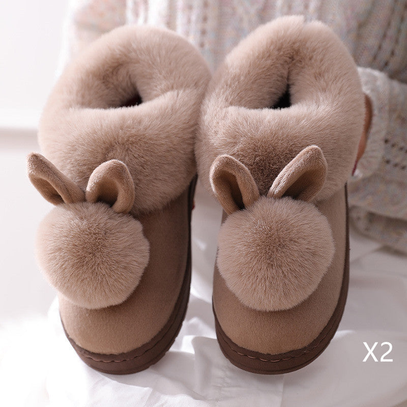Autumn Cotton Slippers Fur Rabbit Home Warm
