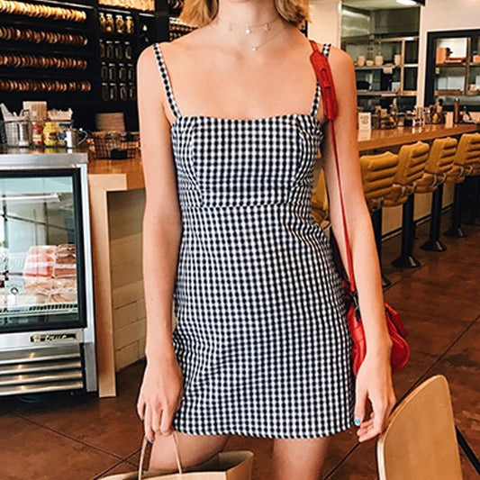 Women'S Plaid Sling Dress