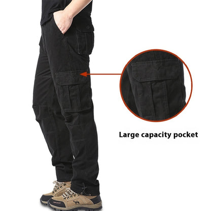 Cotton Multi-Pocket Cargo Pants Men'S Loose Wear-Resistant