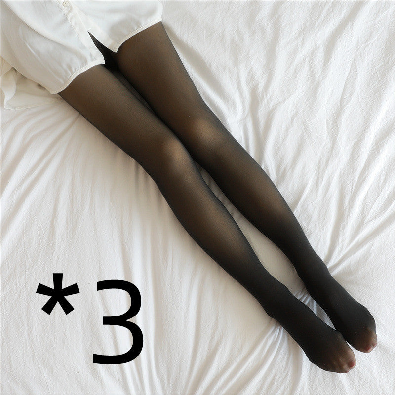 Fake Translucent Plus Size Leggings Fleece Lined