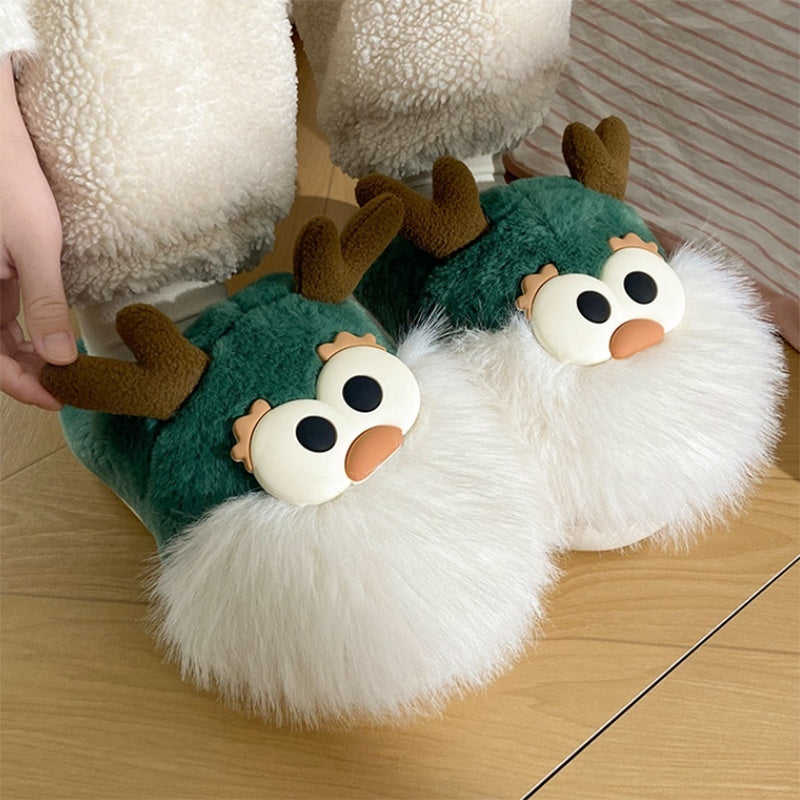 Cute Cartoon Christmas Deer Cotton Shoes Indoor