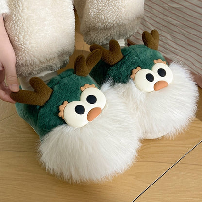 Cute Cartoon Christmas Deer Cotton Shoes Indoor