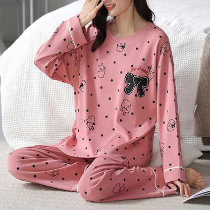 Loose Print Pajamas Women Autumn Pyjama Set