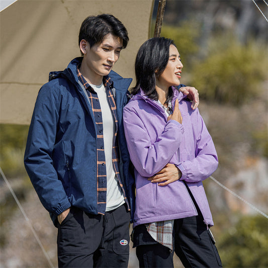 Couple Single-Layer Jacket Windproof Sports Fleece-Lined Padded