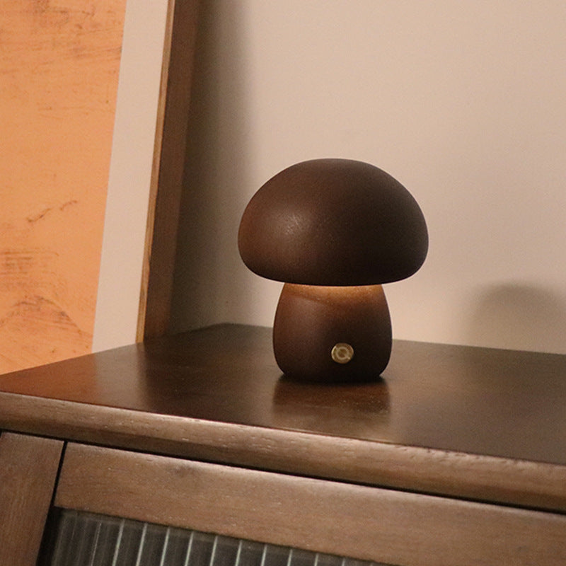 Ins Wooden Cute Mushroom Led Night Light