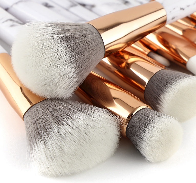 11 Sets Of Marble Makeup Brush With