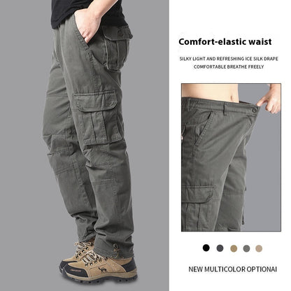 Cotton Multi-Pocket Cargo Pants Men'S Loose Wear-Resistant