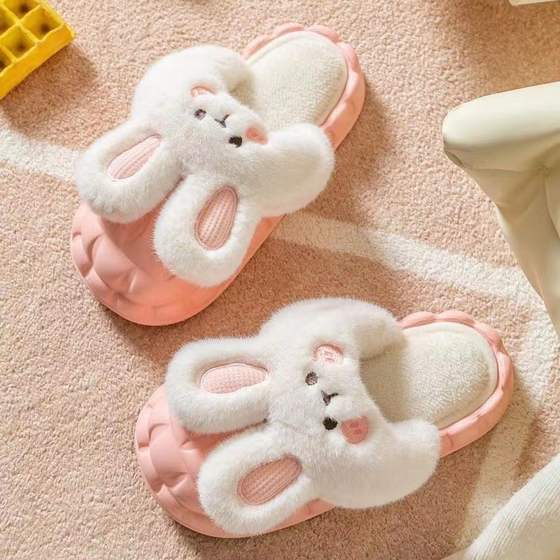 Cute Rabbit Shoes Fuzzy Slippers Detachable Washable