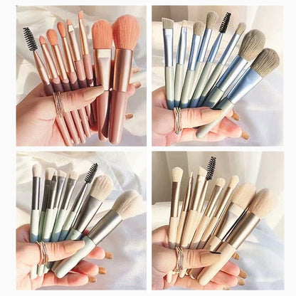 Travel Portable 8 Mini Makeup Brush Beauty