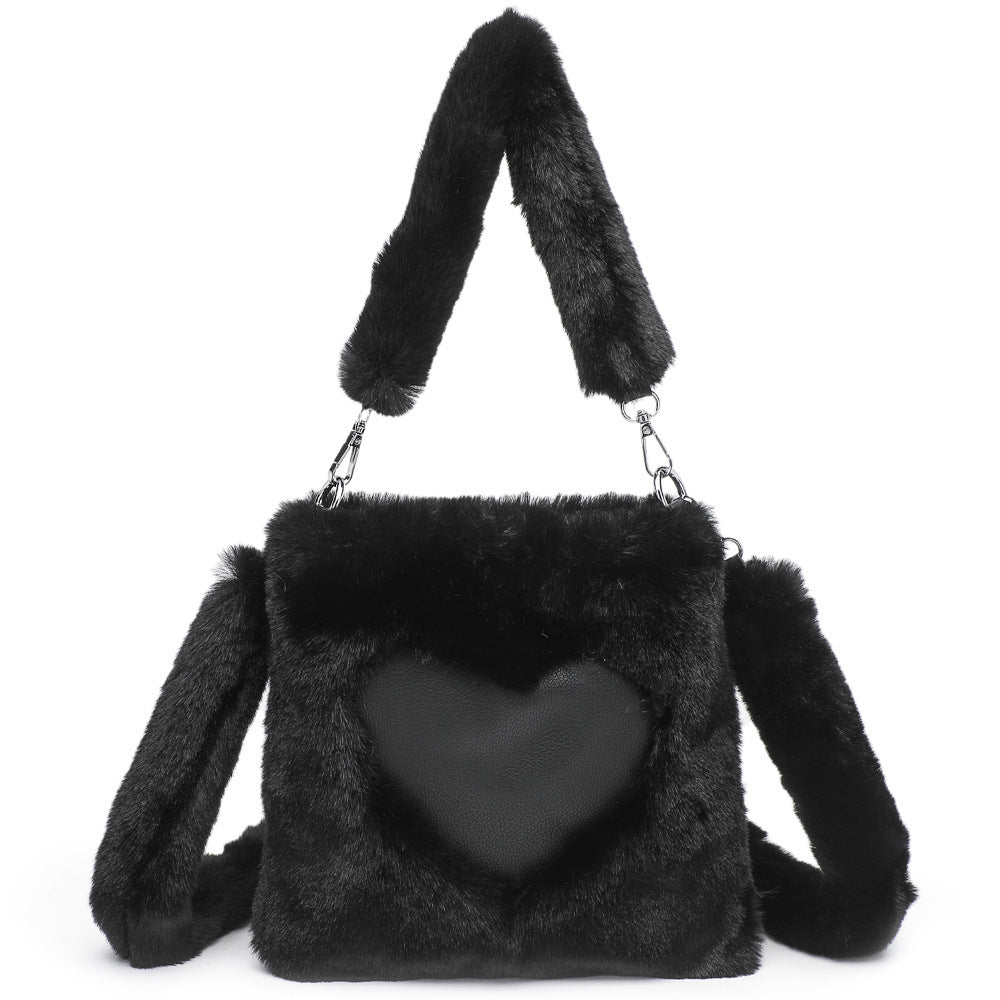 Fluffy Shoulder Bag Top-Handle Bag Female Autumn