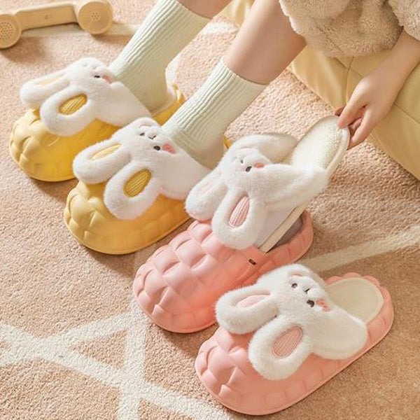 Cute Rabbit Shoes Fuzzy Slippers Detachable Washable