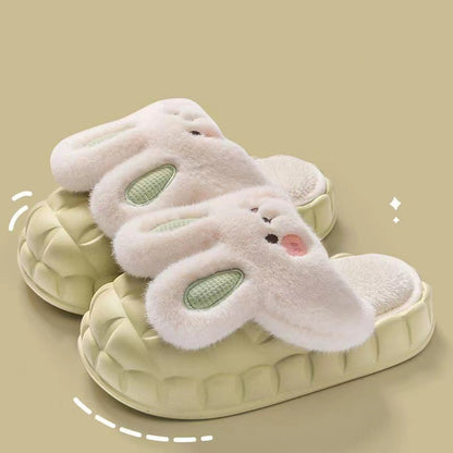 Cute Rabbit Shoes Fuzzy Slippers Detachable Washable