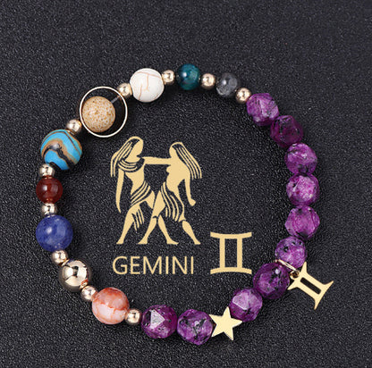 Twelve Constellations Bracelets Natural Stone Hemp Stone
