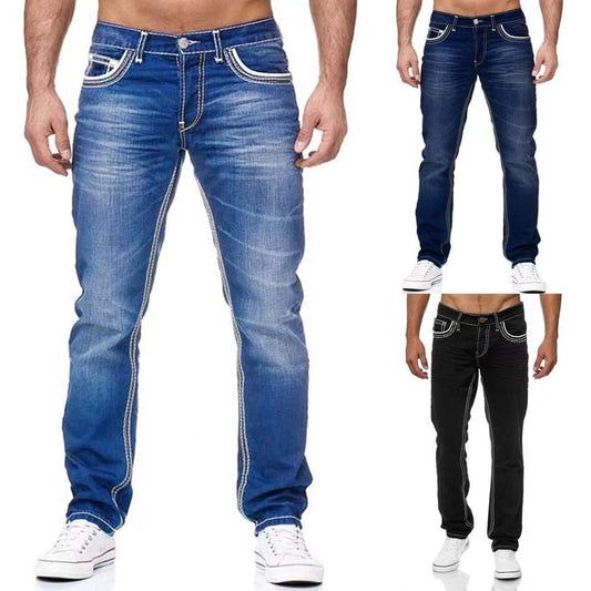Men Jeans Straight Pants Business Casual Daily
