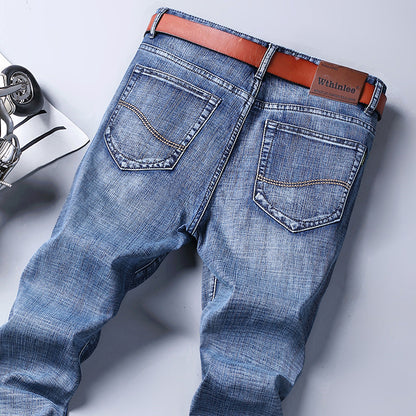 Jeans Men'S Straight Loose Casual Pants Fleece-Lined